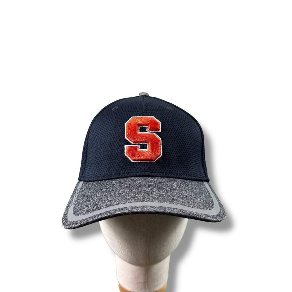 New Era 39THIRTY Syracuse Orange Flex-Fit Hat Navy Heathered Gray Sz M/L EUC